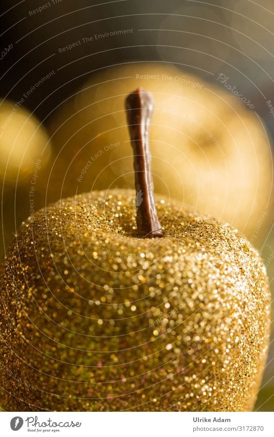 christmas decoration Card book cover Feasts & Celebrations Christmas & Advent Decoration glitter apple Gold Glittering Illuminate Kitsch Moody