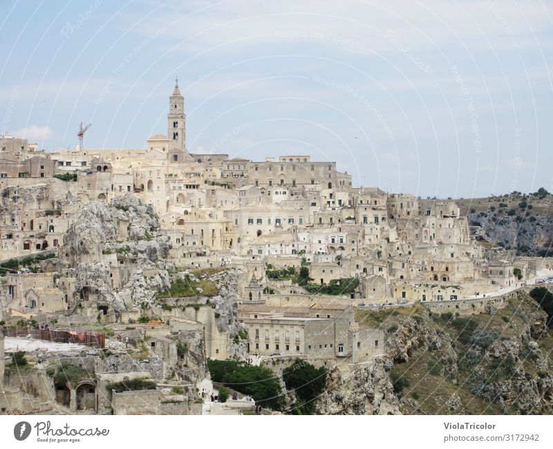View of Matera cave city in southern Italy Vacation & Travel Tourism Adventure Architecture Landscape Sky Rock Mountain Town Old town