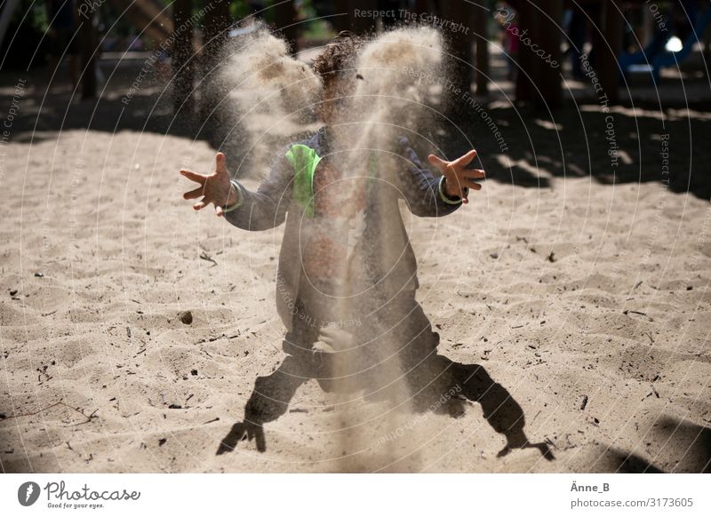 Sa(nd)lamander - child throws sand high into the air Child Hand 1 Human being Dance Sand Air Gale Park Beach Desert Animal tracks Lizards Salamander Amphibian