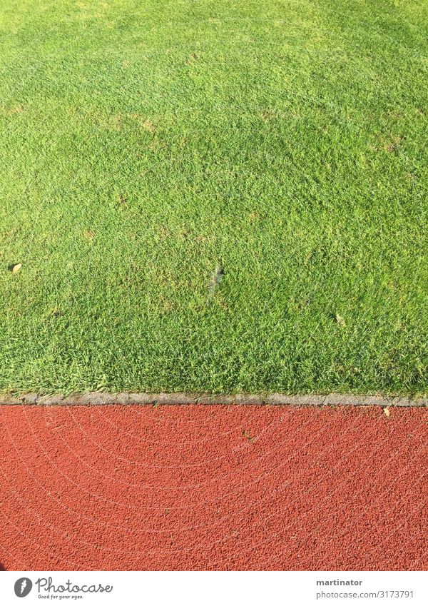 sports ground detail Sports Ball sports Track and Field Jogging Football pitch Stadium Walking running stadium Lawn Meadow Town Modern Green Red Clarity