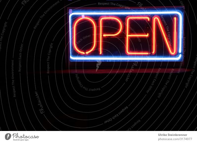 Neon sign OPEN in the USA Vacation & Travel Trip Night life Restaurant Club Disco Bar Cocktail bar Lounge Going out Florida Americas
