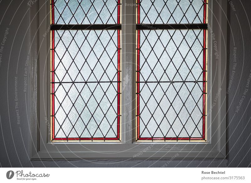 Stained glass windows Window Glass Blue Gray diamond Colour photo Interior shot Deserted Day