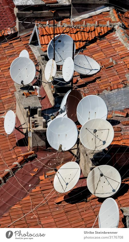 Many satellite dishes on an Istanbul roof Vacation & Travel Tourism City trip Turkey Asia Town Downtown Old town House (Residential Structure) Building Roof