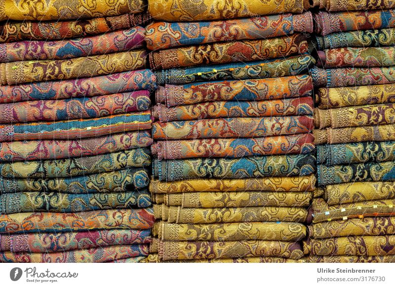 Colorful layers of fabric in a Turkish market in Istanbul Vacation & Travel Tourism Sightseeing City trip Clothing Accessory Scarf Rag shawl Headscarf Lie