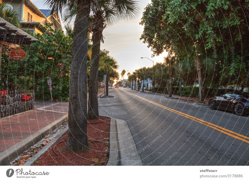 Sunrise over Flagler Avenue in New Smyrna Beach, Florida. Vacation & Travel Trip Town Old town Street Society roadway break of day historical town Colour photo