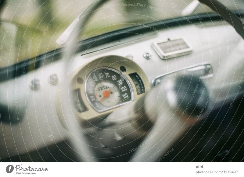 view of the speedometer of a classic car interior Speedometer Car Dashboard blurriness Steering wheel Colour photo Transport Vintage car Vehicle Analogue photo