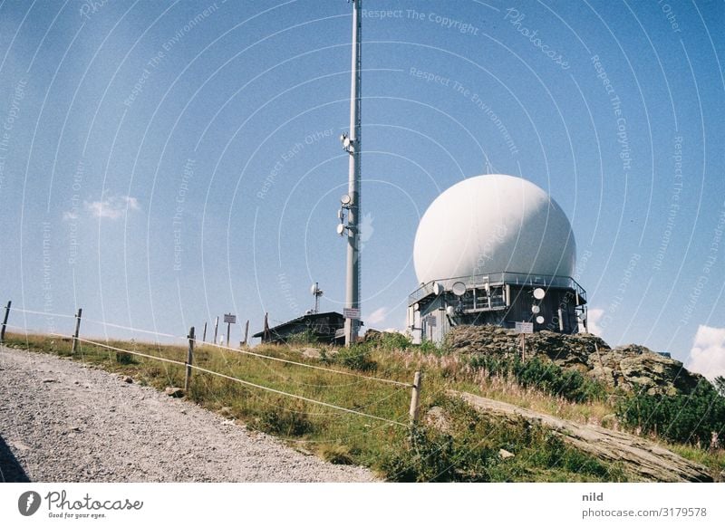 Great Arber Technology Radar station Antenna Nature Landscape Summer Beautiful weather Mountain Bavarian Forest Peak Observatory Manmade structures Architecture