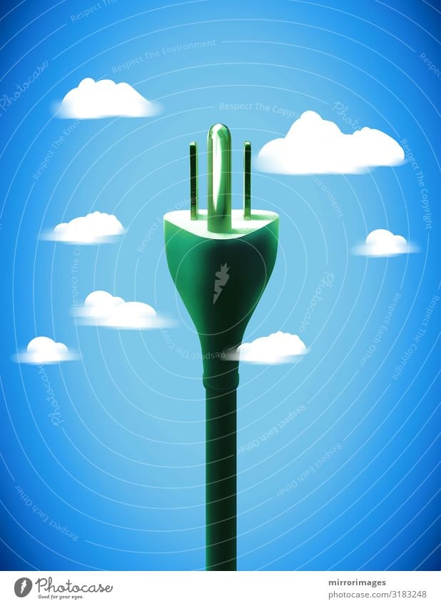 Illustration, 3 prongs American energy plug, in sky, clouds, internet of things Computer Cable Tool Technology Internet Energy industry Renewable energy Flying