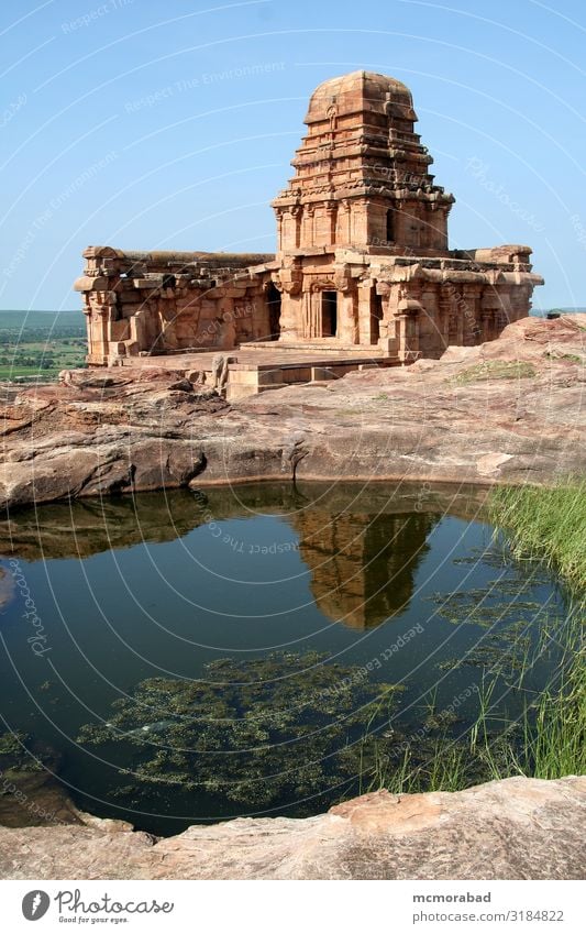 Temple and Reflection Mountain Hill Rock Building Architecture Stone Bright Serene place of worship Shrine Sanctuary holy place construction Granite Sandstone