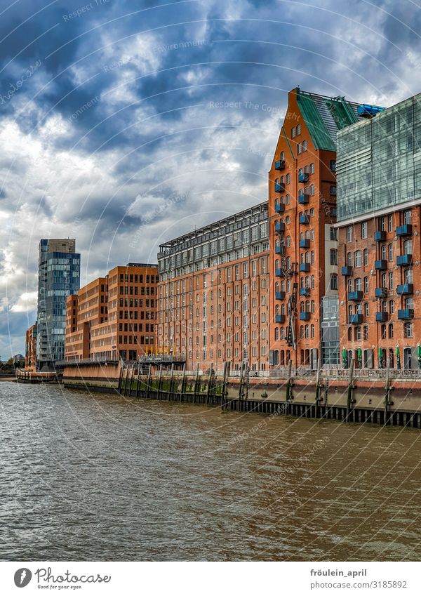 On the water | UT HH19 Water Clouds River bank Hamburg Hanseatic City Town Capital city Port City House (Residential Structure) High-rise Manmade structures