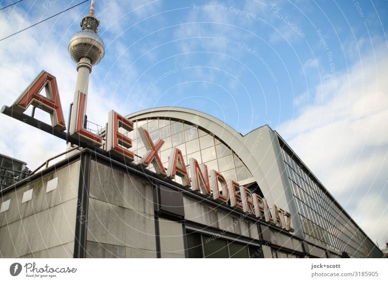 Alexanderplatz, very big station Sky Clouds Capital city Downtown Train station Architecture Tourist Attraction Landmark Berlin TV Tower Word Capital letter