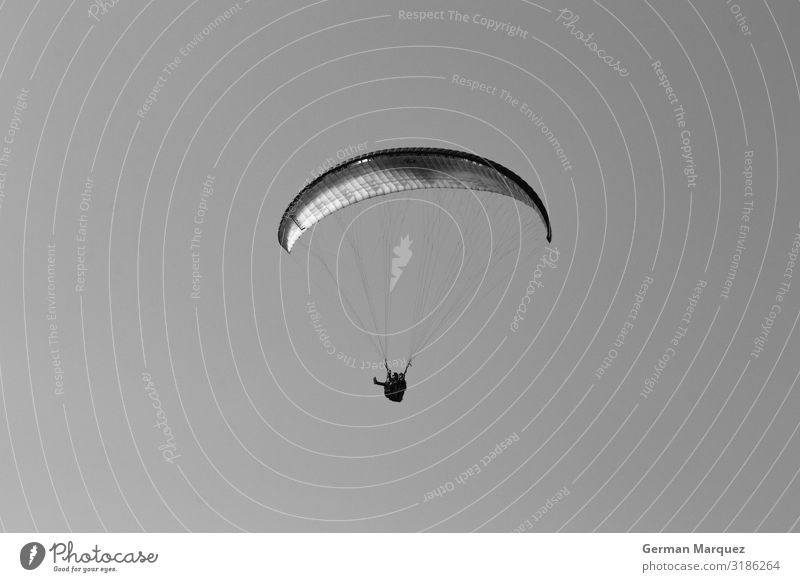 Parachute driver Tourism Adventure Far-off places Freedom Sports Human being Transport Aviation Discover Flying Vacation & Travel Black & white photo