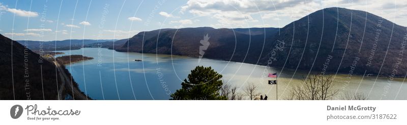 Panorama Over the Hudson River Landscape Plant Earth Sky Clouds Horizon Sunlight Summer Tree Park Forest Coast Vacation & Travel Hiking Adventure explore Water