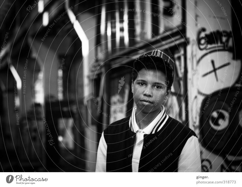 Cologne UT | Ehrenfeld | Fresh Prince of Bergisch Area (boy portrait black and white) Human being Masculine Boy (child) Young man Youth (Young adults) Life Body