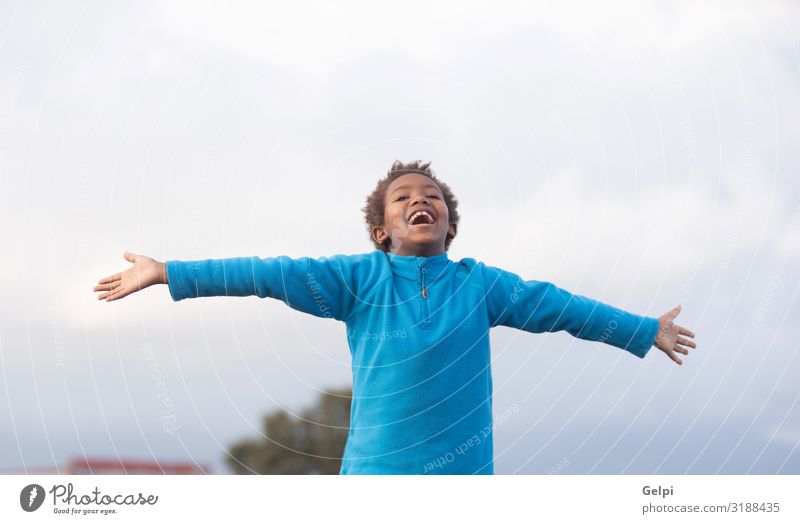 Happy african child opening his arms Joy Beautiful Playing Vacation & Travel Freedom Child Boy (child) Infancy Arm Hand Nature Warmth Afro Flying To enjoy Small