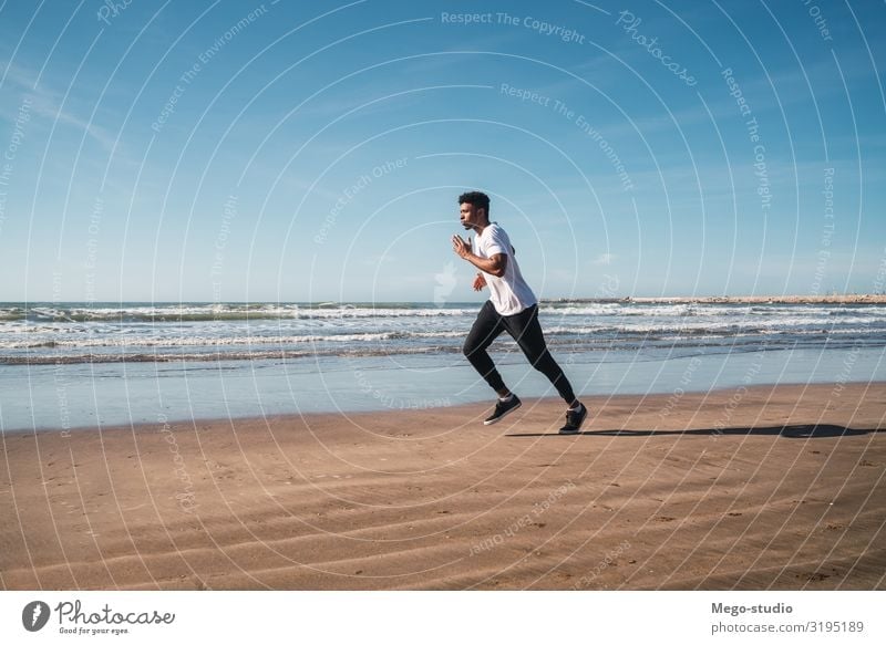 Portrait of an athletic man running. Lifestyle Personal hygiene Body Relaxation Leisure and hobbies Beach Sports Jogging Human being Man Adults Fitness To enjoy
