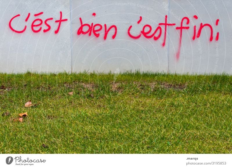 C'est bien | Written Meadow Wall (barrier) Wall (building) Characters Graffiti Good Emotions Contentment Optimism End Communicate Target French Figure of speech