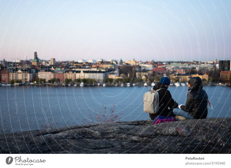 #S# Big City Love II Town Capital city Port City Communicate Stockholm To enjoy Picnic Date Couple Water Multicoloured Sweden Relaxation Vantage point Simple