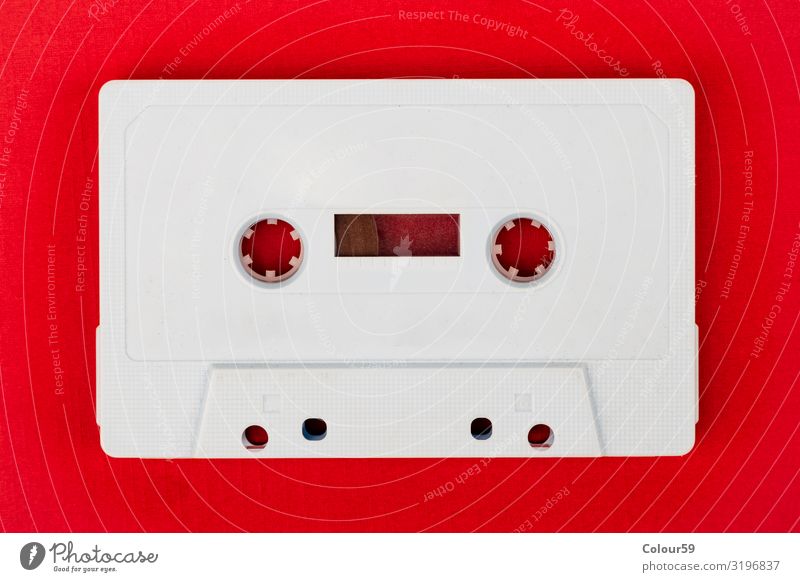 White music cassette Music Tape cassette audio cassette Listen to music Sound storage medium Plastic Retro 80s Disco Background picture label vintage