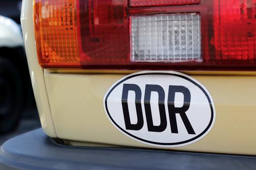 DDR sticker on car Work and employment Economy Transport Road traffic Motoring Vehicle Car Sign Aggravation Poverty Tourism GDR Germany Reunification Border