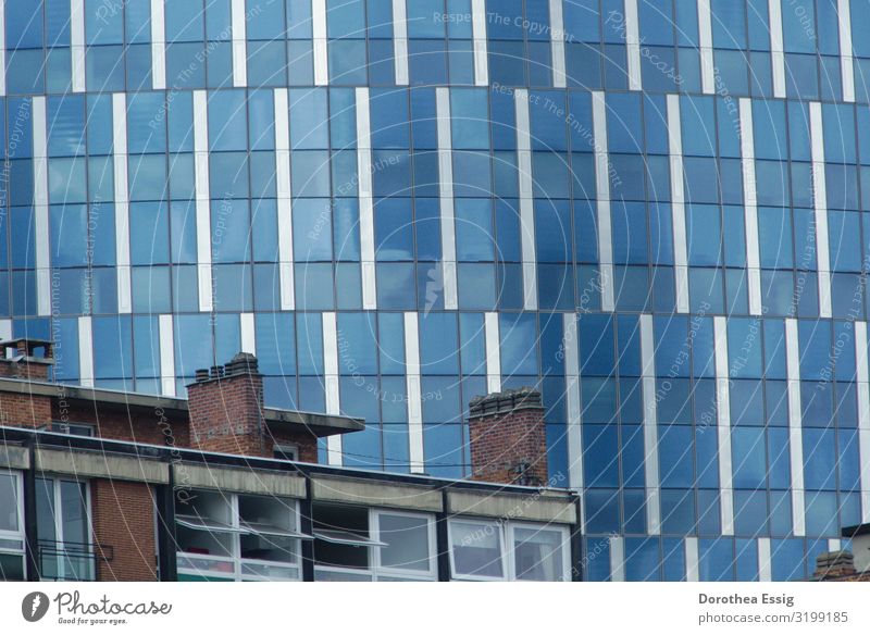 glass palace Liège Belgium Town Deserted House (Residential Structure) Building Architecture High-rise facade Facade Glass Glittering Blue Colour photo