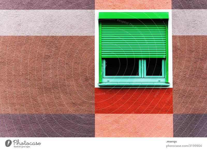 windows Lifestyle Living or residing Facade Window Roller shutter Line Stripe Brown Multicoloured Gray Green Red White Esthetic Colour Arrangement 1