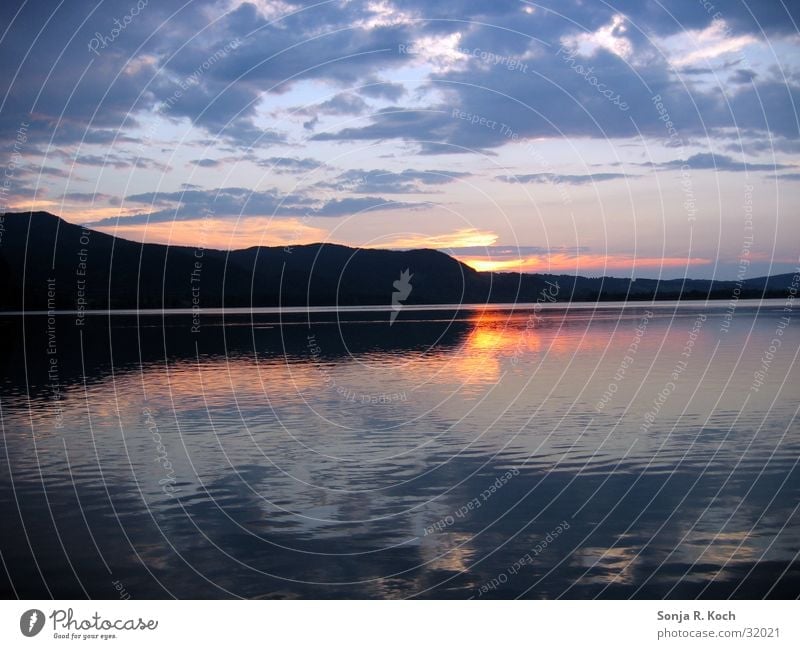 Sunset Clouds Lake Twilight Reflection Calm Lake Kochelsee Dusk Mountain Evening Water