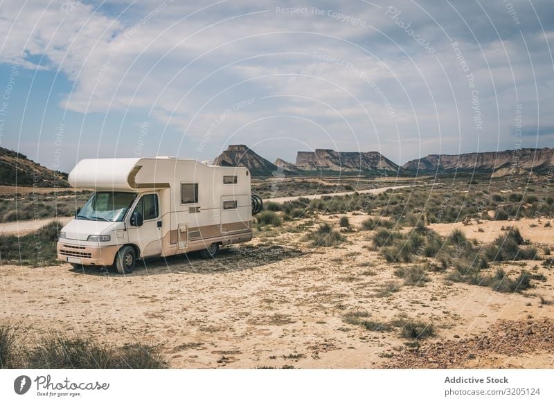 White trailer on desert Trailer Desert Amazing Empty Vacation & Travel Caravan Landscape Nature Speed Asphalt Trip semi Adventure Freeway scenery Sand Sky