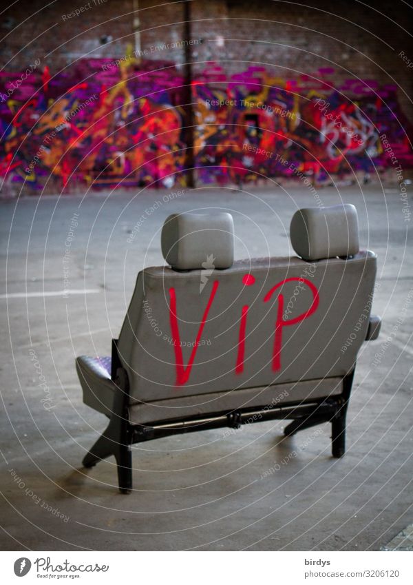 VIP lounge Lifestyle Armchair Chair Room bench Seat Car seat Factory hall Event Lounge Concrete Characters Graffiti Authentic Exceptional Simple Brash Funny