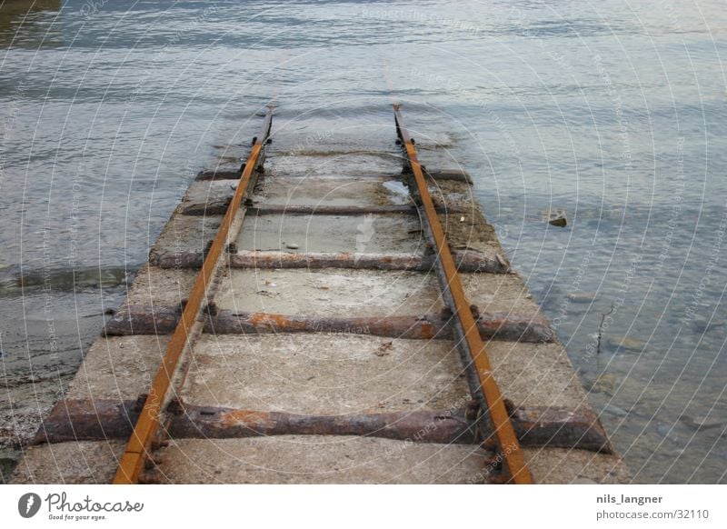 Road to nowhere 3 Railroad tracks Canton Tessin Dark Dive Transport Water Downward Rust underworld