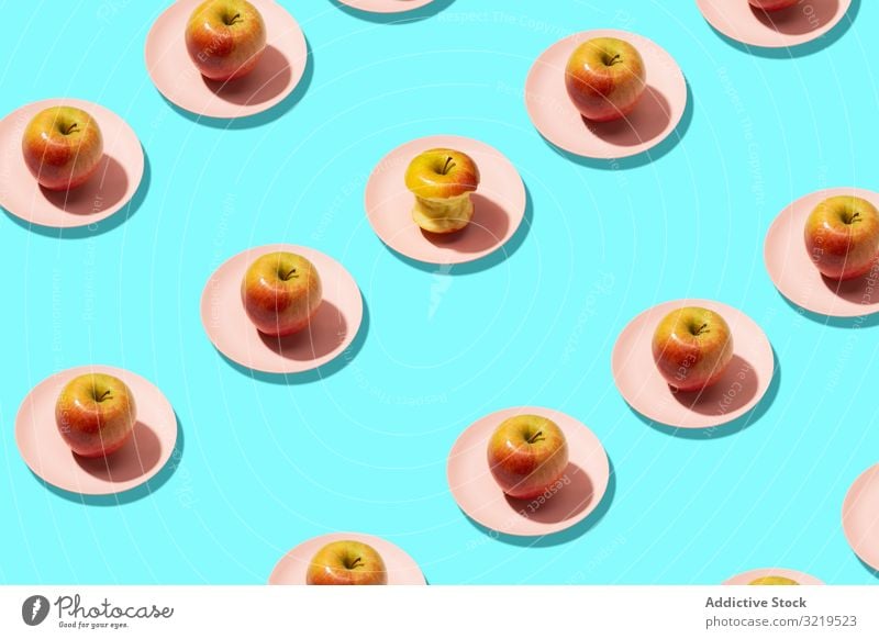 Colorful fresh apples fruit background ripe summer food concept color minimal vegetarian pattern flat vitamin health lay abstract closeup healthy red design