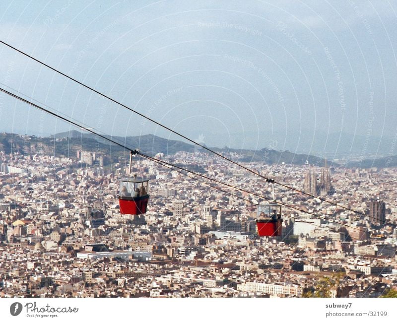 aerial cableway Barcelona Town Spain Cable car House (Residential Structure) Europe Mountain Sky