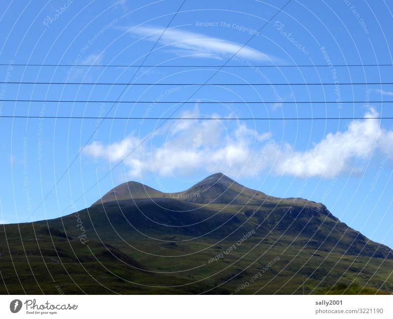 Electricity in the country... power cable power line electricity stream Energy industry mountain Mountain Scotland Highlands Scottish Highlands Great Britain