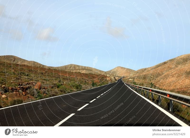 Candle straight road between volcanic cones on Fuerteventura Vacation & Travel Tourism Trip Adventure Freedom Island Environment Nature Landscape Spring