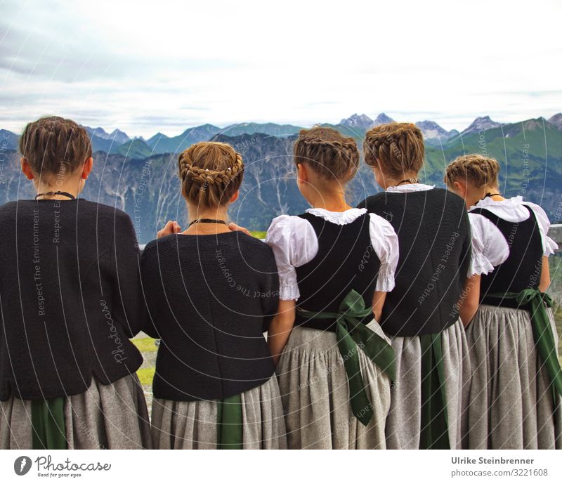 Group of girls in traditional costume on the Fellhorn Human being Feminine Girl Young woman Youth (Young adults) Friendship Infancy Life 5 Group of children