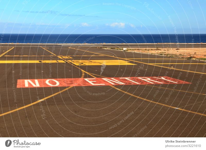 Marking "No Entry" on a seaside airport Vacation & Travel Tourism Summer vacation coast Ocean Island Formentera Aviation Airport Airfield Runway Concrete Sign