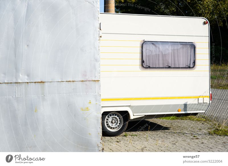 Half things short break. Caravan Vacation & Travel Living or residing Sharp-edged Yellow Gray White Freedom Leisure and hobbies Mobile home Camping Independence