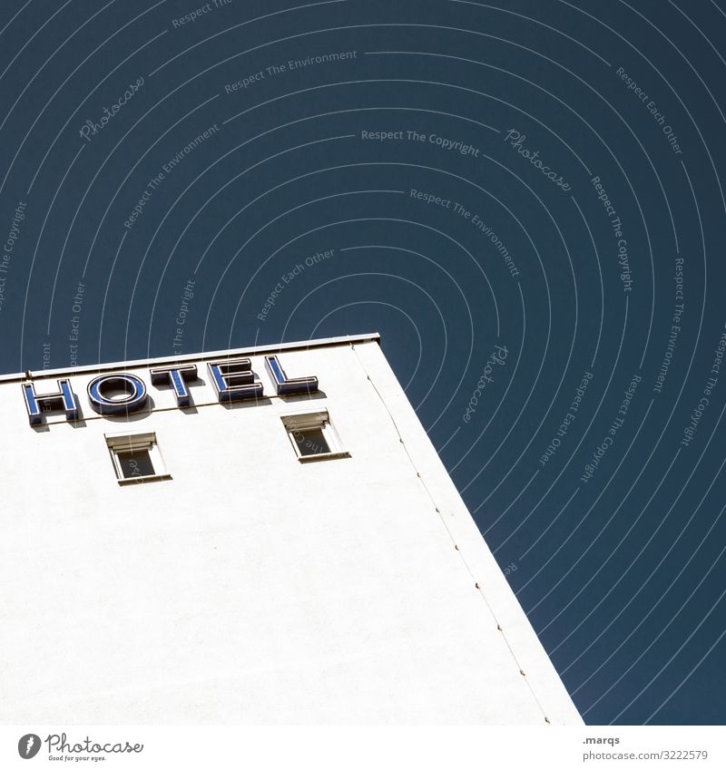 HOTEL Vacation & Travel Tourism Cloudless sky Building Hotel Window Characters Simple Bright Modern Blue White Colour photo Exterior shot Deserted