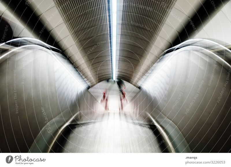 Escalator abstract Abstract Future Line Subsoil Subway Symmetry Tunnel Downward Movement Motion blur Advancement Tunnel vision