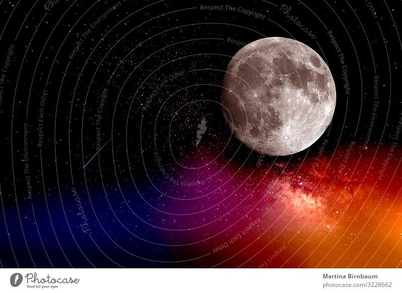The moon, galaxies and a shooting star Beautiful Wallpaper Science & Research Nature Landscape Sky Moon Telescope Sphere Bright Blue Black sci-fi interstellar