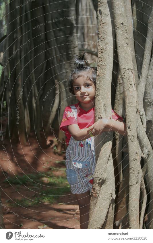 Save Tree Campaign Child Toddler Girl 1 Human being 3 - 8 years Infancy Plant Embrace lass kid youngster 2-4 years Indian Asian Hold banyan plant life rescue