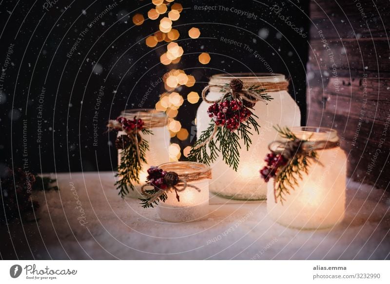 Winterly wind lights at Christmas time Handicraft Garden Christmas & Advent Nature Wood Glass Brown Yellow Gold Black Safety (feeling of) Storm laterne candles