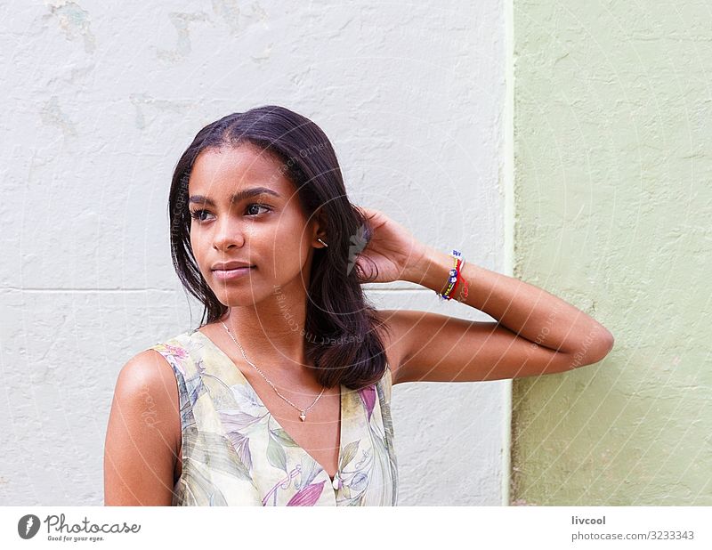 young cuban with dress in havana - cuba Lifestyle Happy Island Human being Feminine Young woman Youth (Young adults) Woman Adults Head Face Eyes Ear Nose Mouth