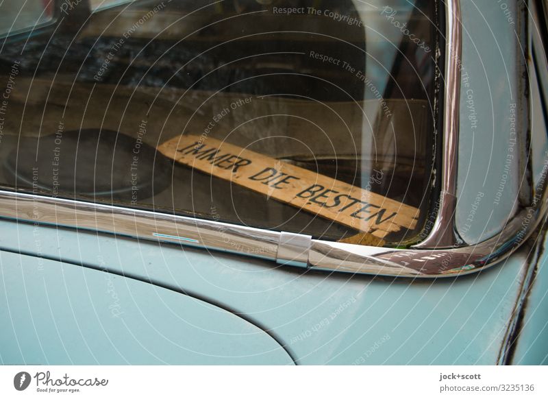 Always the best Style Vintage car Chrome Rear Window Loudspeaker Wooden board Continuous Best Word Cool (slang) Retro turquoise Design Uniqueness Quality Elite