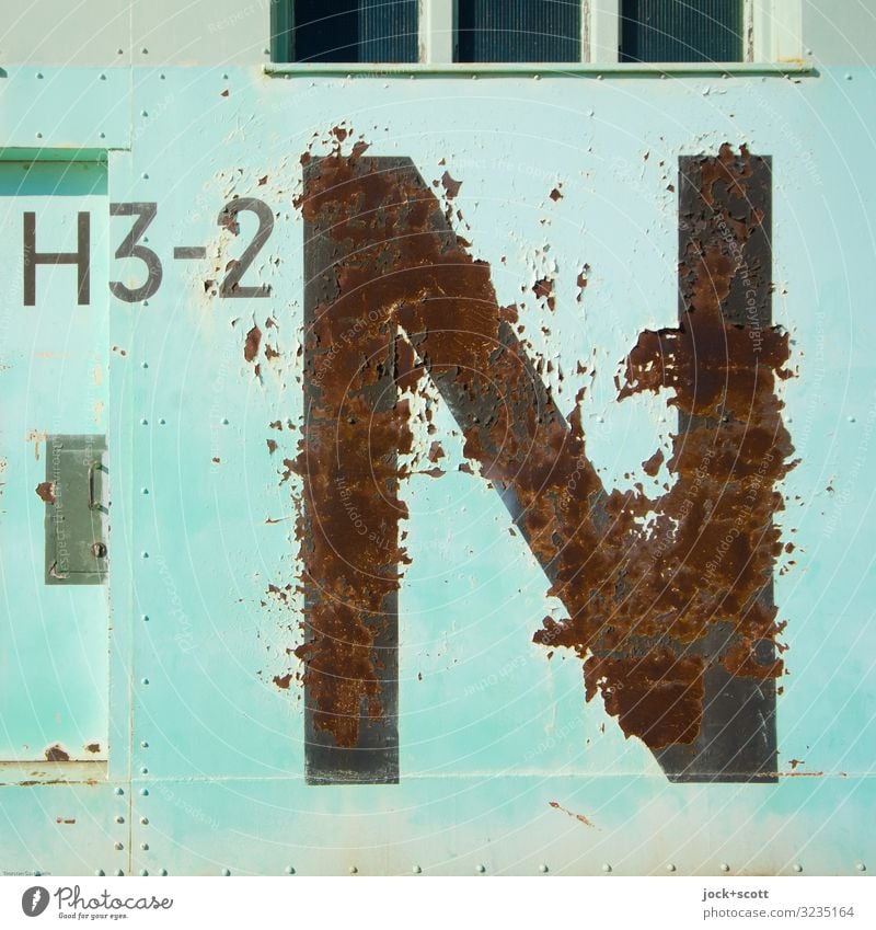 H3-2 N Military Airport Hangar Goal Metal Rust Characters Line Sharp-edged great Historic Original Retro turquoise Might Orderliness Competent Nostalgia Style