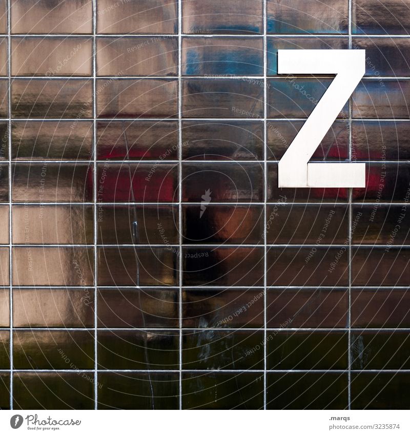 Z on black wall Letters (alphabet) Characters White Black Wall (building) Reflection communication Tile Colour photo Typography Latin alphabet