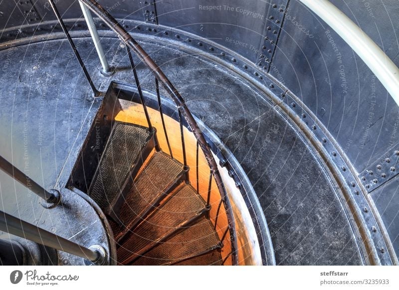Spiral stairs inside the Cape Florida Lighthouse Climbing Mountaineering Nature Coast Building Architecture Landmark Metal Brown Yellow Gray Orange Protection