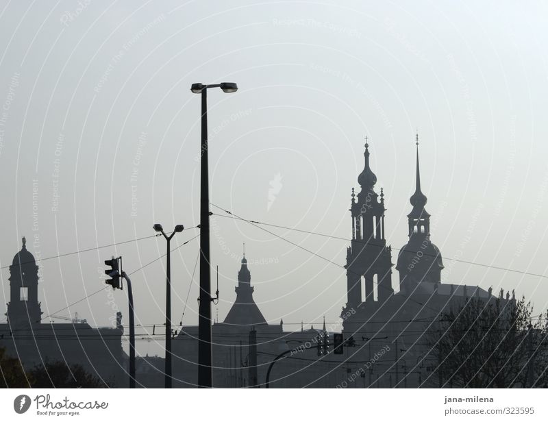dresden skyline Dresden Germany GDR Europe Town Downtown Old town Skyline Deserted Church Dome Manmade structures Building Architecture Tourist Attraction