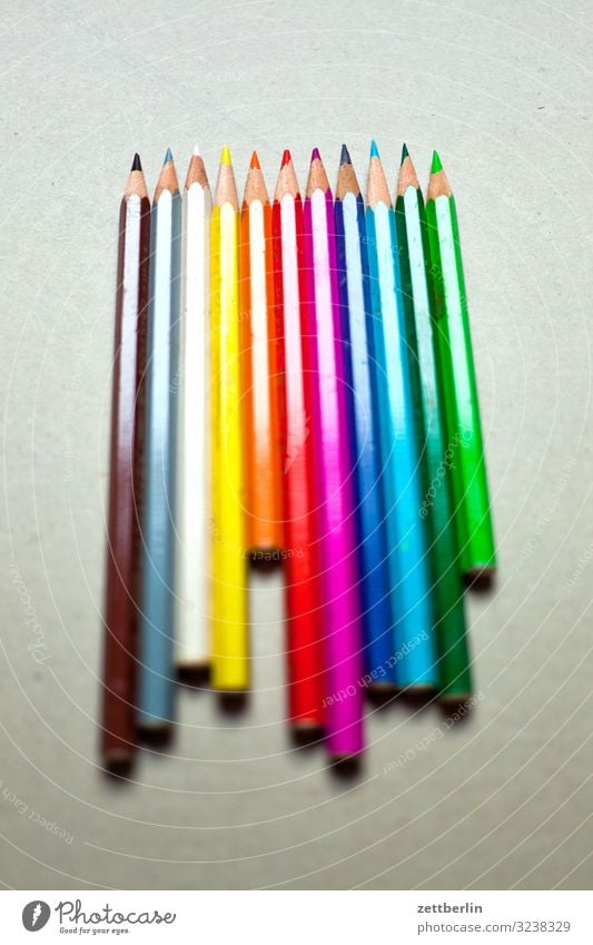 Pens make up about a rainbow Multicoloured Crayon Colour Play of colours Color gradient Illustration Media designer Graphic artist Illustrate Deserted