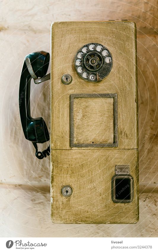 old wall phone - havana, cuba Coffee Decoration Telephone Old To call someone (telephone) Cool (slang) Uniqueness Cute Retro Black vintage comunication